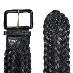 OMEGA | Vintage Wide Black Leather Braided Cinch Belt Boho Western Coastal Beach Omega | Accessories | Omega Vintage Wide Black Leather  main image 2